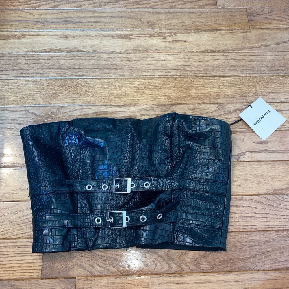Super down Leather Corset Top